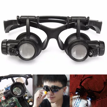 10X 15X 20X, 25X LED lente de aumento Dupla Óculos Lente de Lupa Joalheiro de Reparação de relógios 4X lente de aumento Ferramentas de Medição