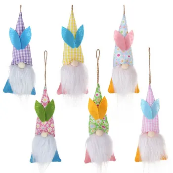 6 Pedaços De Coelho Gnome Bonecas Requintada Casa Ornamento Sem Rosto, O Anão Brinquedos De Férias Pendentes De Brinquedo De Pelúcia Pendurado Decorações