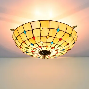 65cm Criativo Tiffany Quente de Vidro Colorido, Sala de estar, Restaurante, Bar Quarto Esferas Coloridas Metade Lâmpada do Teto
