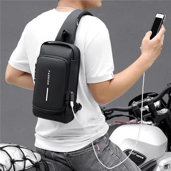Anti-roubo de Senha de Bloqueio de Moto, Saco de Homens de Moto Bag Com Carregador USB Multifuncional Saddlebag Esportes Saco da Cintura Bolsa