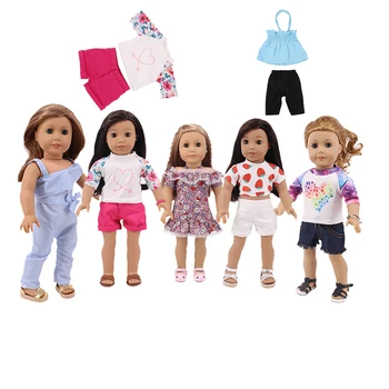 Boneca Veste de Verão T-Shirt de Ajuste de 18 Polegadas American Doll&43 Cm ReBorn Baby Doll Menina ,a Nossa Geração de Menina de Brinquedo,Presente de Natal