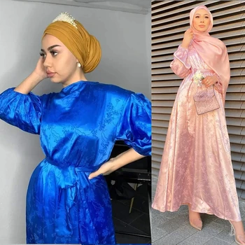 Dubai Abaya Hijab Turquia Vestidos Longos para as Mulheres Muçulmanas Europa, América, Oriente Médio Roupas Plus Size Puff Manga Islâmica Manto