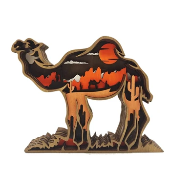 Madeira Animal Camelo Estátua De Escritório Criativos De Decoração De Casa De Artesanato De Presente De Natal Deserto De Camelo Ornamento